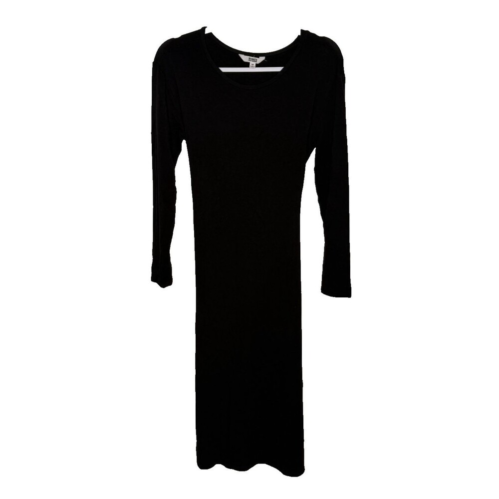 Steve Madden BB Dakota Medium Black Long Sleeve Midi Dress Scoop Neckline